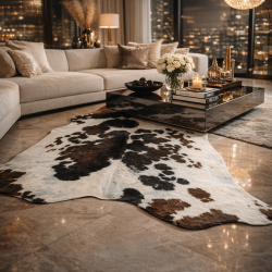 Tapis en Peau de Vache Marron & Blanc Extra Large | Peau de Vache Naturelle X/Large