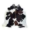 Tapis en peau de vache brun foncé et blanc | Tapis en peau de vache brun et blanc gain de place