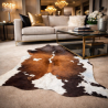 Tapis en peau de vache marron et blanc cassé extra large | Peau de vache naturelle X/Large