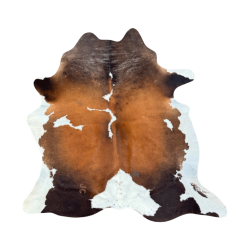 Tappeto in Pelle di Mucca Marrone e Bianco Sporco Extra Large | Pelle di Mucca Naturale X/Large