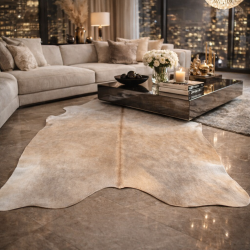 Double XL Bruin/Beige Koeienhuid Tapijt | Lichtbruine Koeienhuid | XXL Koeienhuid |