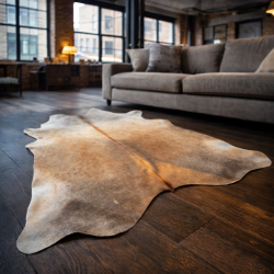 Double XL Bruin/Beige Koeienhuid Tapijt | Lichtbruine Koeienhuid | XXL Koeienhuid |