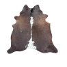Grand Tapis en Peau de Vache Naturelle | Tapis en Peau de Vache Marron et Blanc | Poil Marron sur Peau
