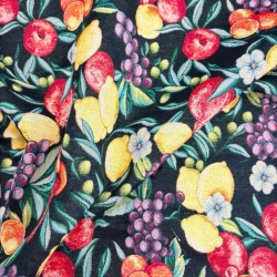 Zwarte Fruit Tapijtstof |Fruit Bedrukte Stof |Fruit Ambacht Stof