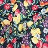 Schwarzer Fruchttapetenstoff | Fruchtbedruckter Stoff | Fruchtbastelstoff