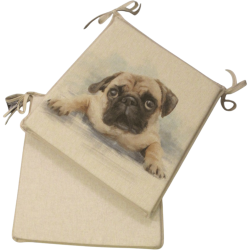 Großes Pug Wende-Sitzkissen | Set mit 2, 4, 6 oder 8 Stuhlkissen