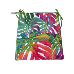 Coussin de siège effilé à feuilles tropicales | Coussins de siège modernes multicolores |