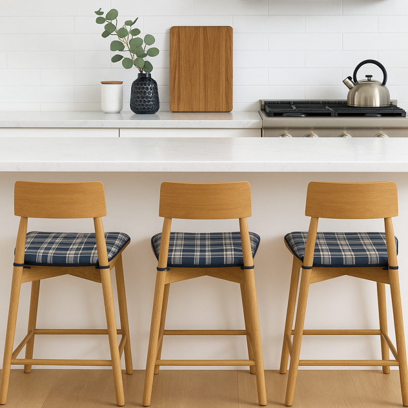 Highland Check Denim Taps Toelopende Stoelkussens | Geruite Toelopende Stoelkussens