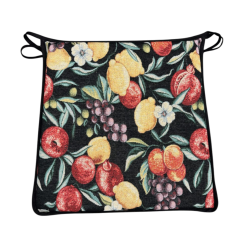Zwarte Fruit Tapestry Taps Toelopende Stoelkussens| Fruitontwerp Taps Toelopend Stoelkussen