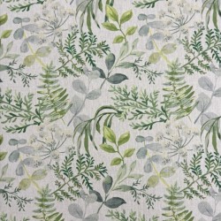 Tessuto Floreale Verde & Grigio | Tessuto a Motivi | Tessuto Stampato con Fogliame