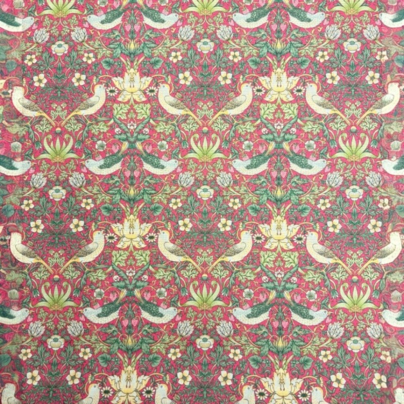 Aardbeienrover Crimson Stof | William Morris Stof | Rode Stof