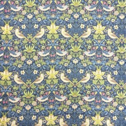 Tissu Navy Strawberry Thief | Tissu William Morris | Tissu Imprimé Bleu