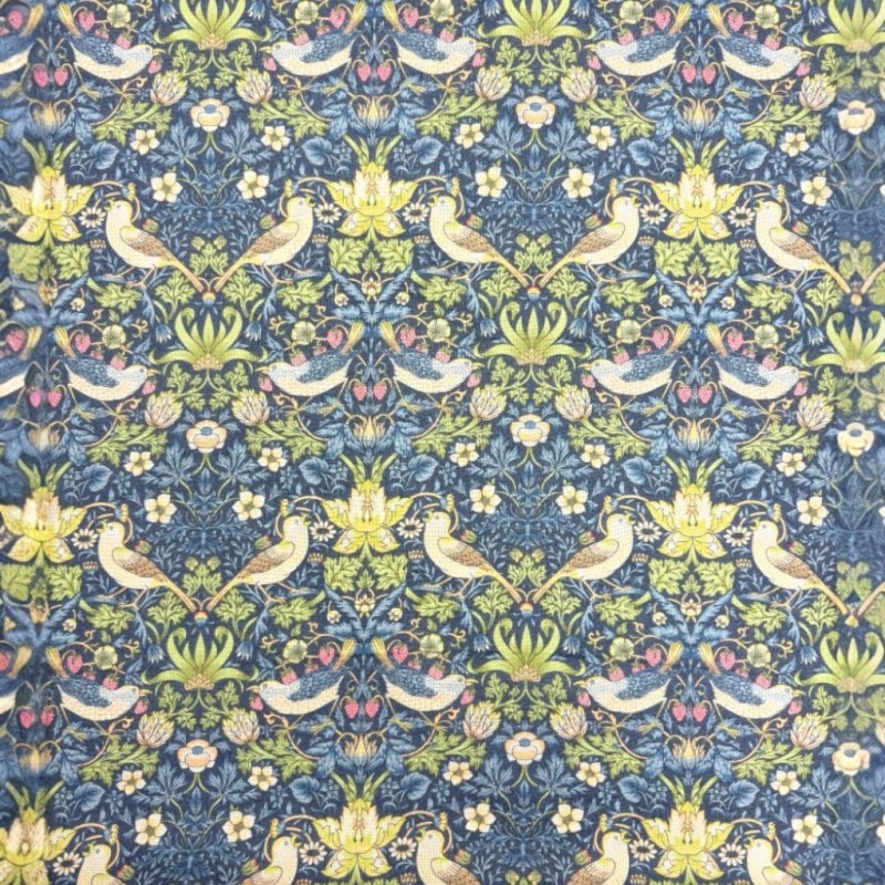 Erdbeerdieb Marine Stoff | William Morris Stoff | Blau Druckstoff