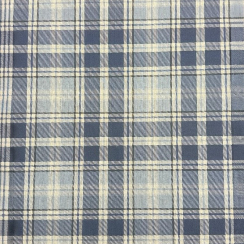 Tissu en Denim à Carreaux Highland | Tissu à Carreaux Tartan Bleu | Carreaux Bleus