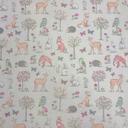 Tissu Animaux de la Forêt | Tissu d'Artisanat | Tissu Animal Multicolore