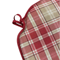 Coussinets de siège à broche Highland Check Rouge | Coussinets de siège à broche Tartan Rouge |
