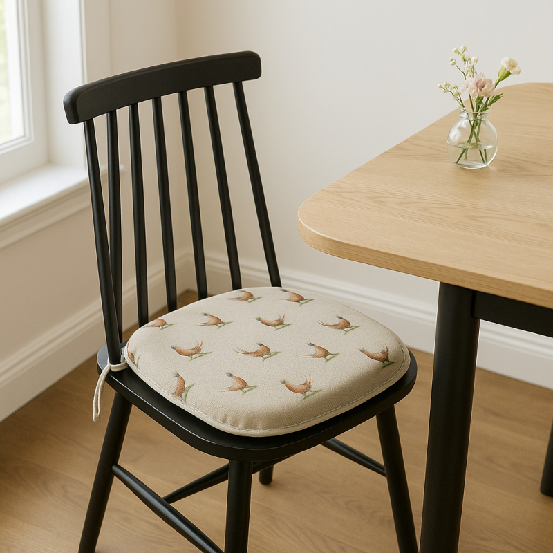 Coussins de siège en forme de fuseau avec motif faisan | Coussins de chaise à motif faisan en forme de fuseau