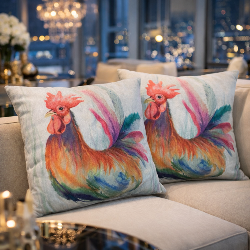 Coussin Réversible Grand Coq | Coussin Réversible | Coussin Coq