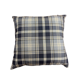 Highland Check Denim Kussens | Blauwe Geruite Kussens | Tartan Kussen