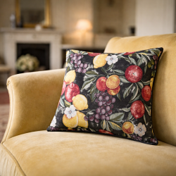 Zwarte Fruit Tapestry Bankkussens | Fruitpatroon Tapestry Kussens