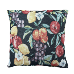 Zwarte Fruit Tapestry Bankkussens | Fruitpatroon Tapestry Kussens