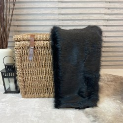 CLEARANCE! Schwarzer Bären-Kunstfell-Bettläufer | Einfarbiger schwarzer Fell-Bettläufer