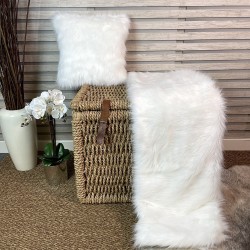 LIQUIDATION ! Jeté de lit en fausse fourrure polaire de luxe | Jeté de lit en fourrure blanche