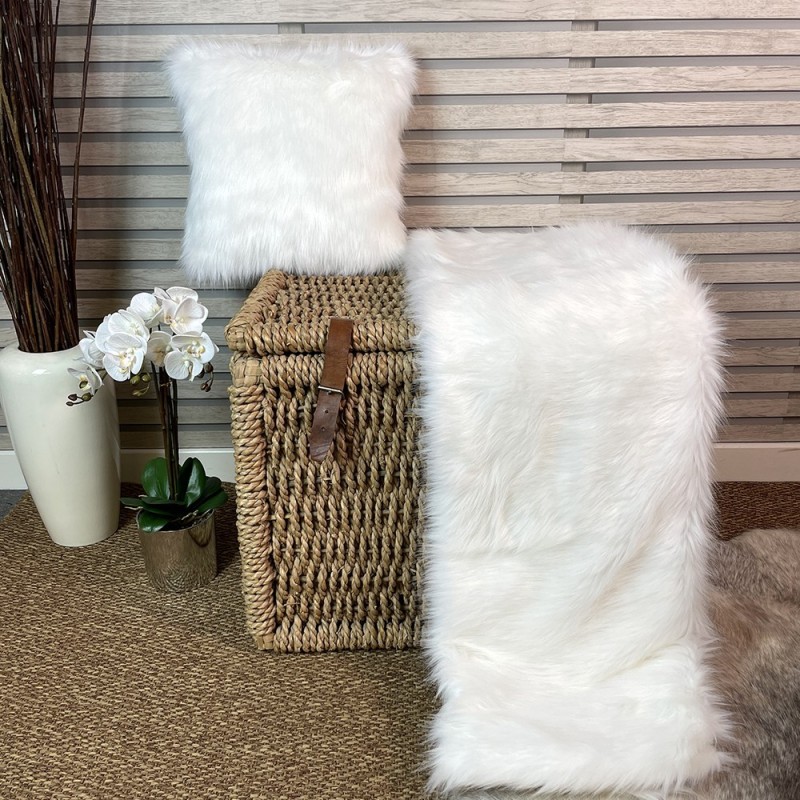 LIQUIDATION ! Jeté de lit en fausse fourrure polaire de luxe | Jeté de lit en fourrure blanche