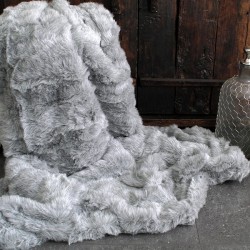 SALDI! Vecchia Coperta in Finta Pelliccia di Cenere | Coperta da Divano in Finta Pelliccia Grigio Chiaro