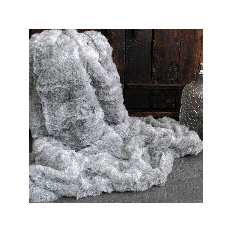 SALDI! Vecchia Coperta in Finta Pelliccia di Cenere | Coperta da Divano in Finta Pelliccia Grigio Chiaro