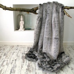 CLEARANCE! Zwarte Basis Koala Imitatiebont Plaid | Grijze Imitatiebont Bank Plaid