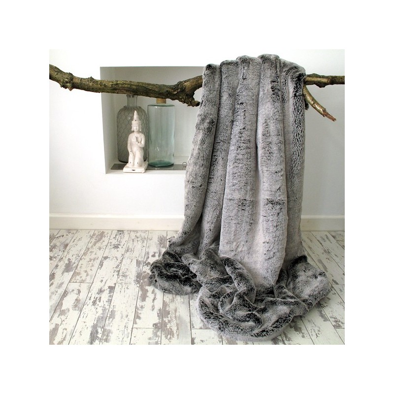 CLEARANCE! Schwarze Basis Koala Kunstfell-Decke | Graue Kunstfell-Sofa-Decke