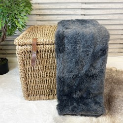 CLEARANCE! Grauer Dachs Kunstpelz-Bettläufer | Grauer Pelz-Bettläufer
