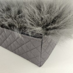 Grande Letto Ortopedico per Cani in Vera Pelle di Pecora. Letto per Cani in Memory Foam Grigio