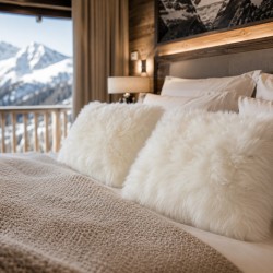 Two Genuine Sheepskin Ivory Cushions 40cm