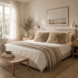 Paar Taupe Kussens van Echt Schapenvacht 40cm