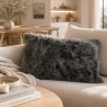 Two Genuine Sheepskin Rectangular Pillows Grey 30x50cm