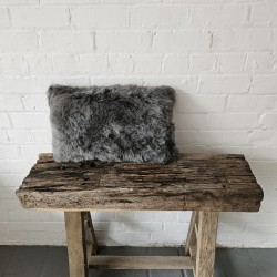Two Genuine Sheepskin Rectangular Pillows Grey 30x50cm