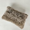 Paar Taupe Rechthoekige Kussens van Echt Schapenvacht 30x50cm