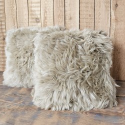 Due Cuscini in Vera Pelle di Pecora Beige Chiaro 50cm