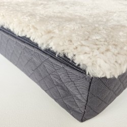 Grande Cuccia per Cani in Vera Pelle di Pecora. Cuccia Ortopedica per Animali in Shearling - Ostrica