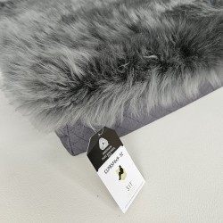 Genuine Sheepskin Pet Bed. Orthopaedic Dog Bed. Long-Haired Grey Pet Bed Medium