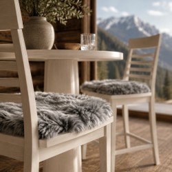Genuine Sheepskin Seat Pads, Pair Of Long Haired Square Chair Pads 40cm Grey