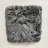 Cuscini per sedie in vera pelle di pecora, coppia di cuscini quadrati a pelo lungo 40 cm grigio