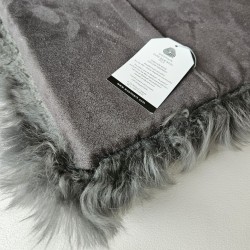 Coussins de siège en peau de mouton véritable, paire de coussins de chaise carrés à longs poils 40 cm gris