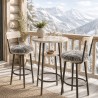 Paire de coussins de siège ronds en peau de mouton véritable à longs poils gris 37 cm