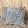 Paire de coussins en véritable peau de mouton gris shearling 40 cm