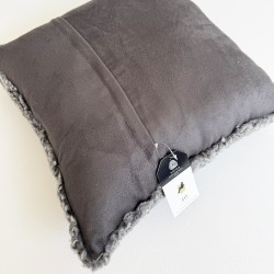Paire de coussins en véritable peau de mouton gris shearling 40 cm