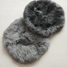 Paire de coussins de siège ronds en peau de mouton véritable à longs poils gris 37 cm
