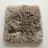 Coppia di cuscini quadrati in vera pelle di pecora a pelo lungo 40 cm Taupe